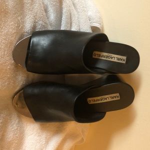 Karl Lagerfeld leather sip on wedge size 7